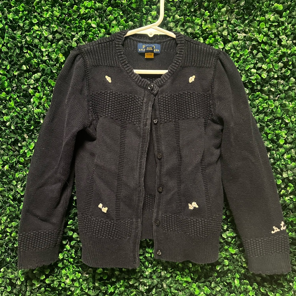 Polo by Ralph Lauren Dark Blue Cardigan with Embroidered Accents girls SIZE 6